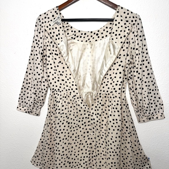 Forever 21 off white black polka dots 3/4 sleeve mini dress size medium - Picture 9 of 11